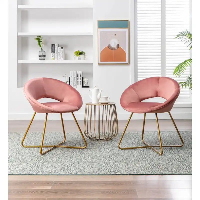 Chaise décorative, Revêtement velours, Pieds dorés