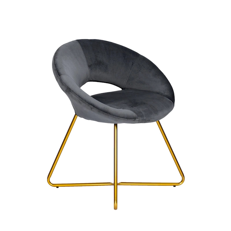 Chaise décorative, Revêtement velours, Pieds dorés