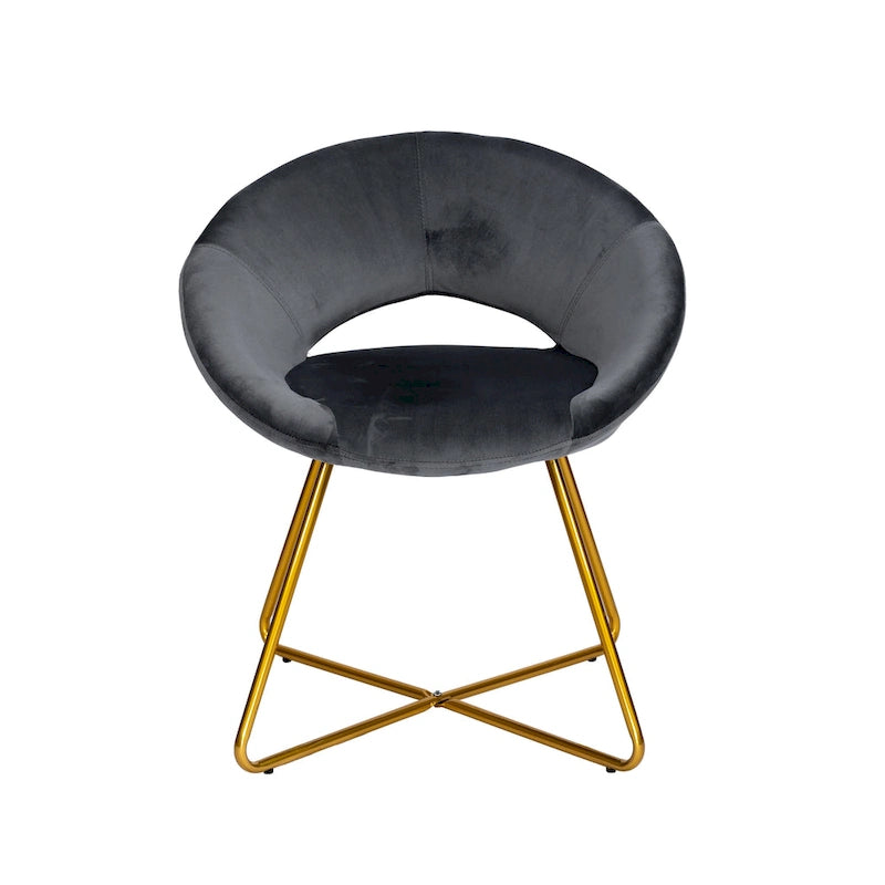 Chaise décorative, Revêtement velours, Pieds dorés
