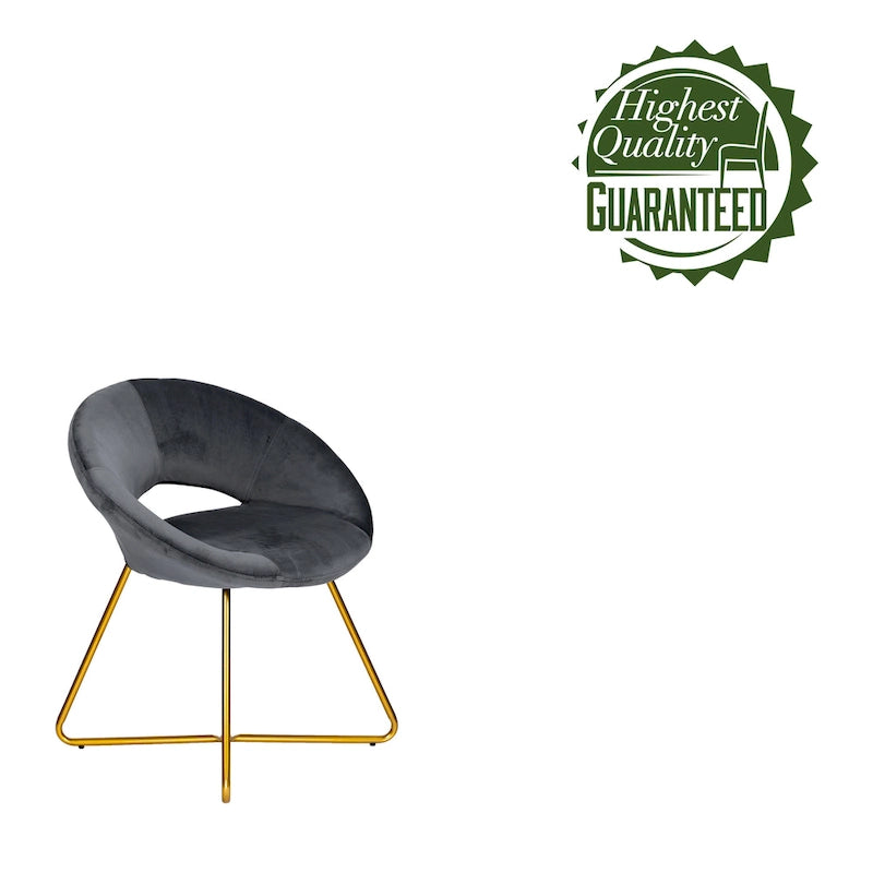 Chaise décorative, Revêtement velours, Pieds dorés