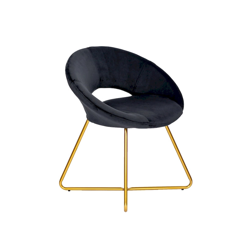 Chaise décorative, Revêtement velours, Pieds dorés