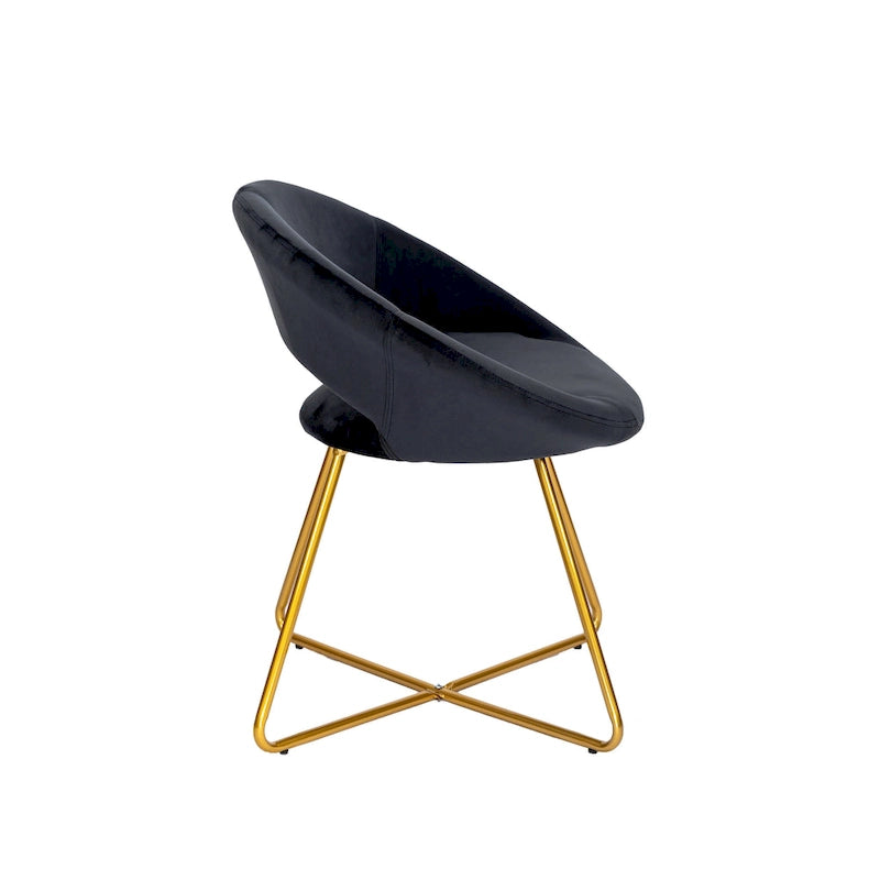 Chaise décorative, Revêtement velours, Pieds dorés
