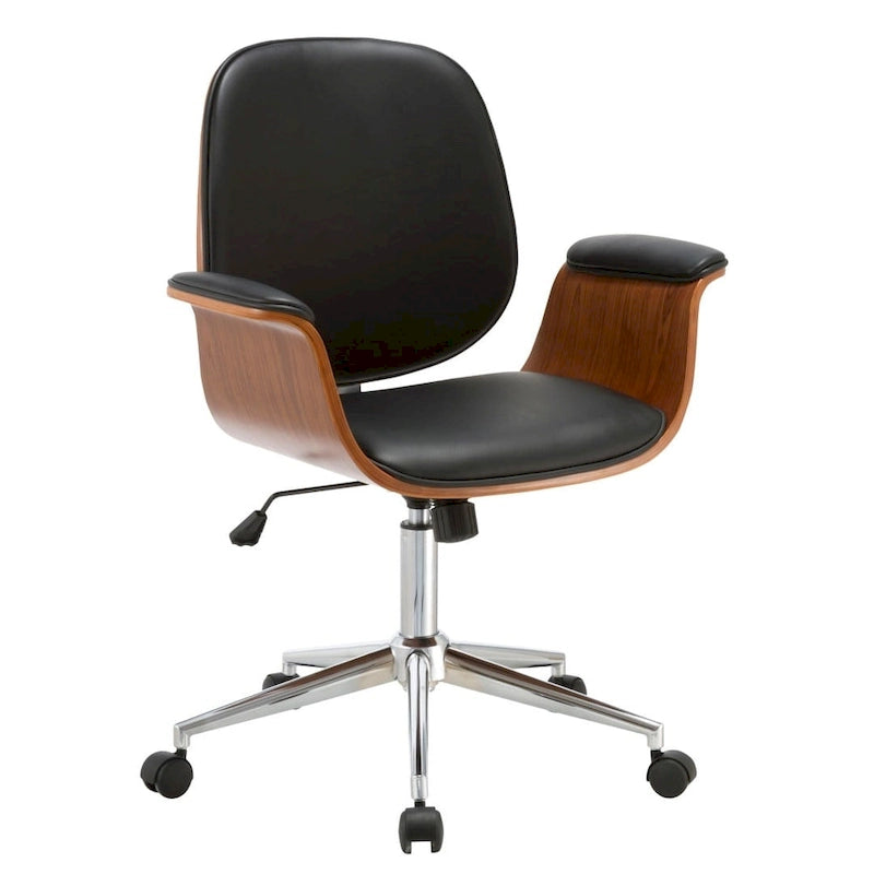 Chaise de bureau en cuir, style mi-siècle