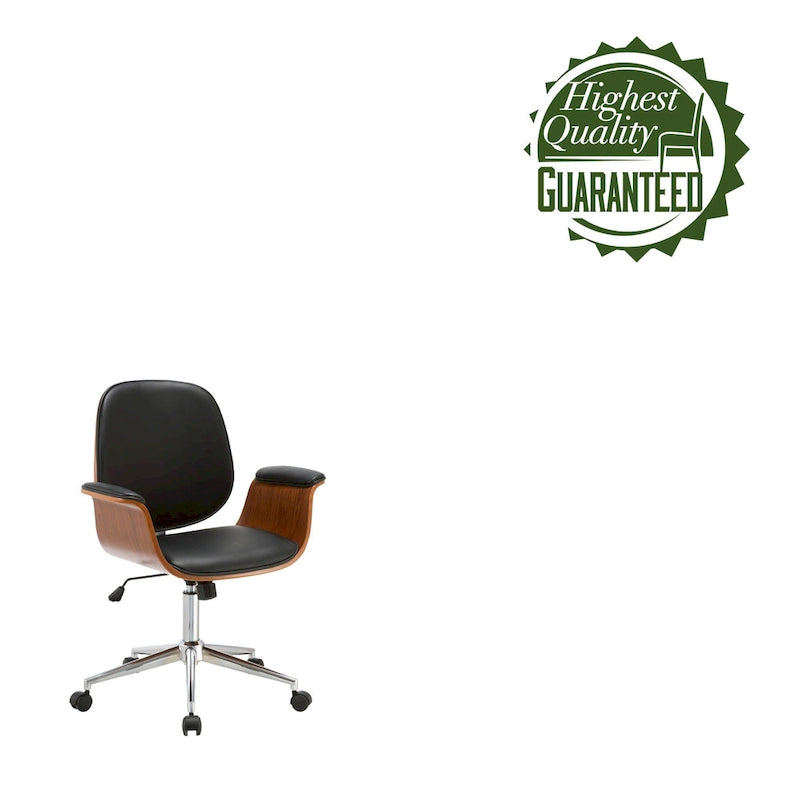 Chaise de bureau en cuir, style mi-siècle