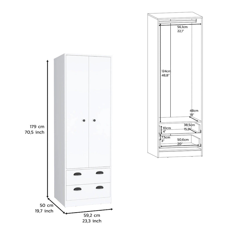 Armoire penderie double battant à la française