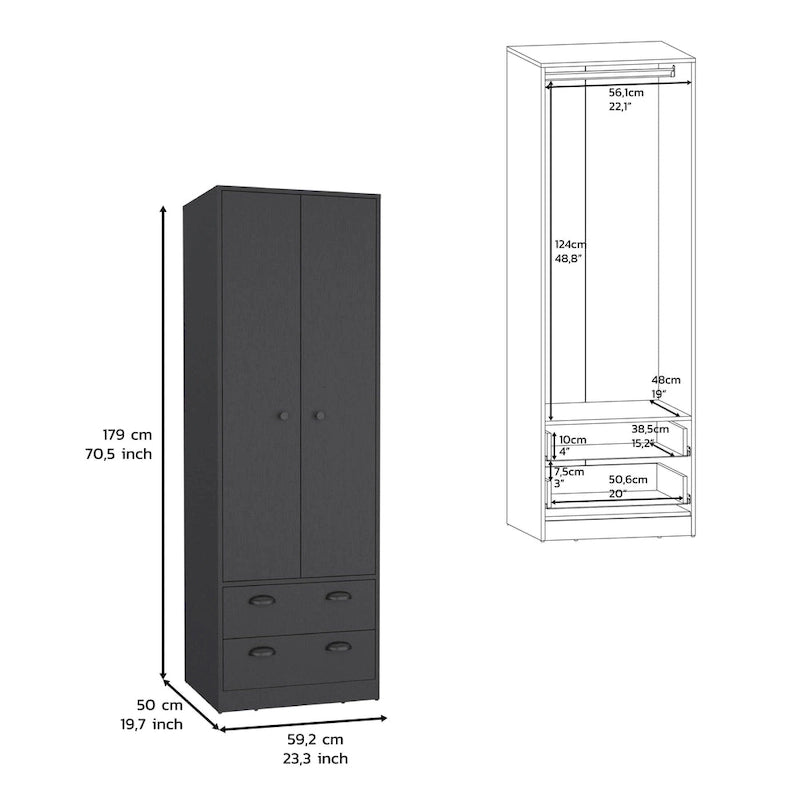 Armoire penderie double battant à la française