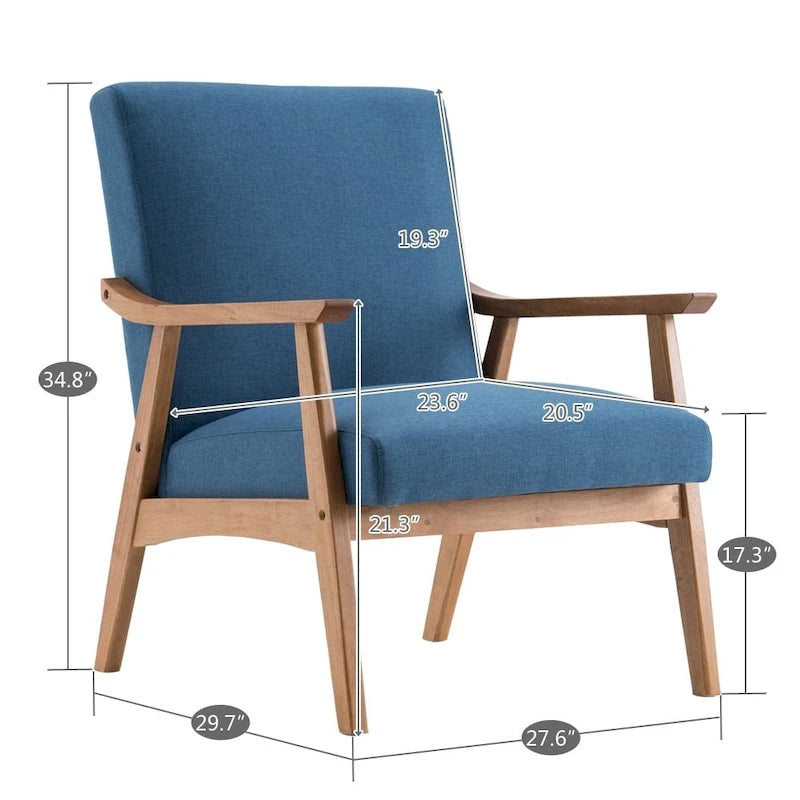 Fauteuil d'appoint individuel simple rétro en bois massif avec dossier