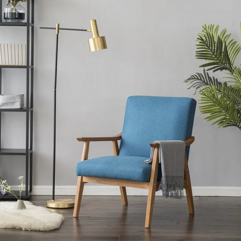 Fauteuil d'appoint individuel simple rétro en bois massif avec dossier