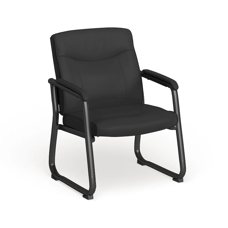 Chaise de réception de direction en cuir souple avec base luge, pour personnes de grande taille et fortes corpulences