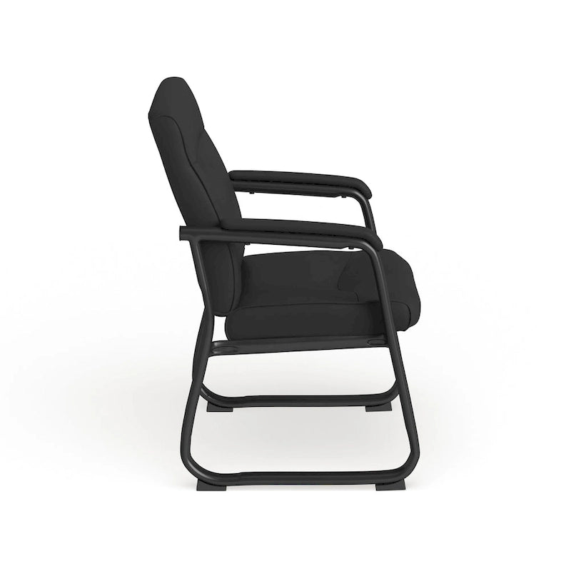 Chaise de réception de direction en cuir souple avec base luge, pour personnes de grande taille et fortes corpulences