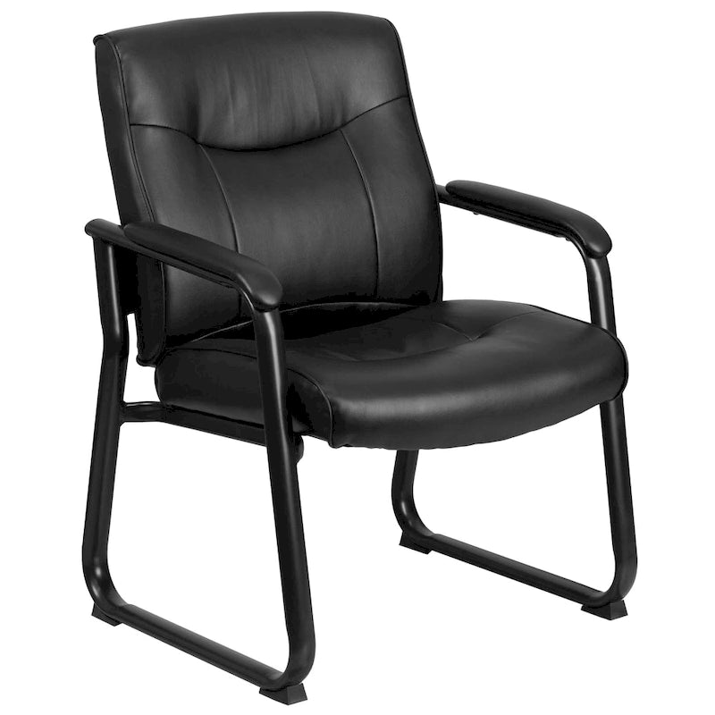 Chaise de réception de direction en cuir souple avec base luge, pour personnes de grande taille et fortes corpulences
