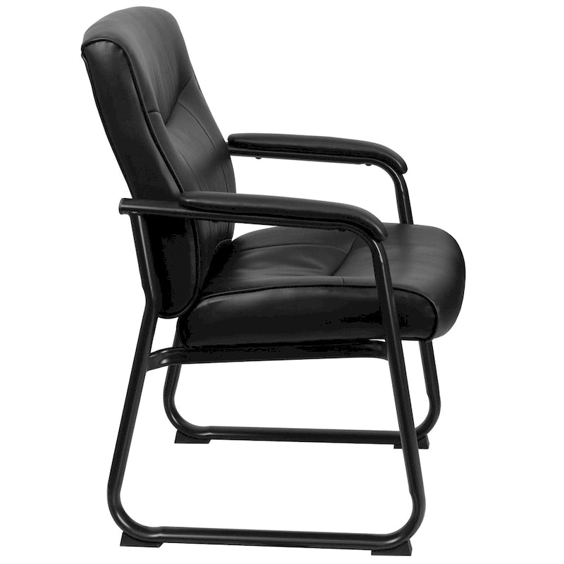 Chaise de réception de direction en cuir souple avec base luge, pour personnes de grande taille et fortes corpulences