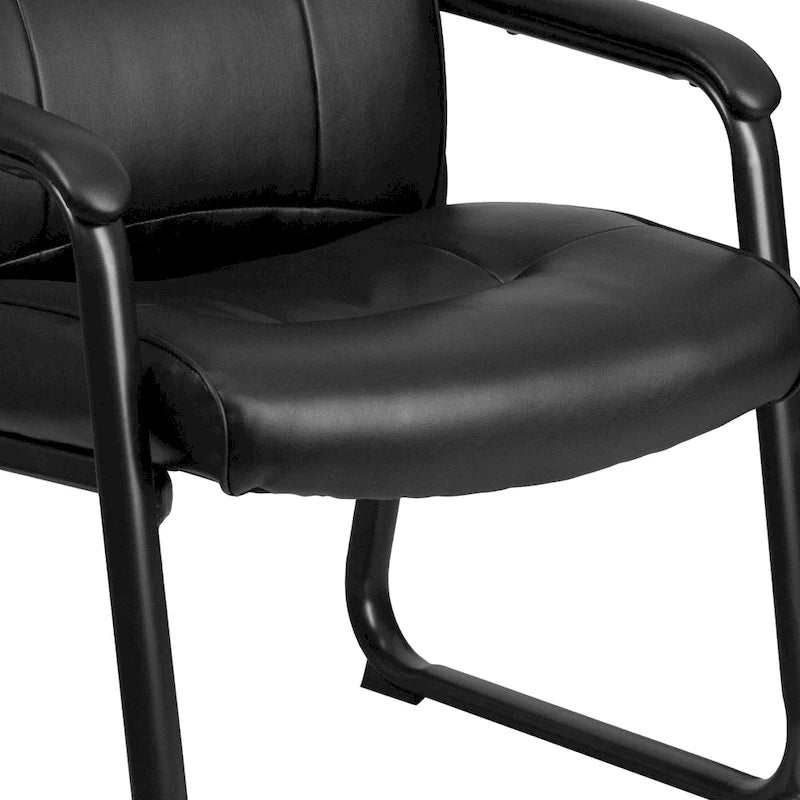 Chaise de réception de direction en cuir souple avec base luge, pour personnes de grande taille et fortes corpulences