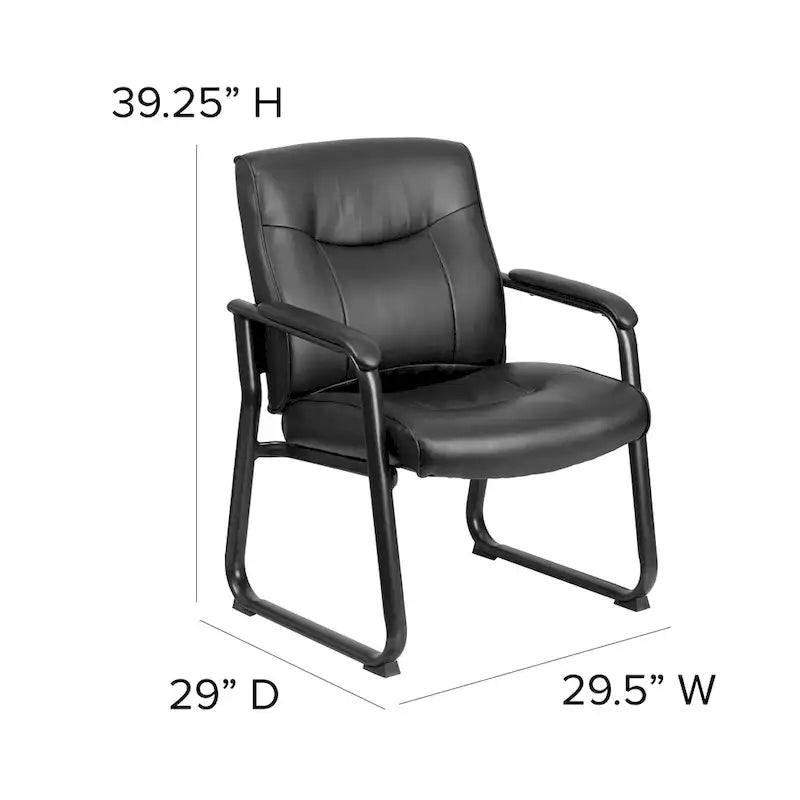 Chaise de réception de direction en cuir souple avec base luge, pour personnes de grande taille et fortes corpulences