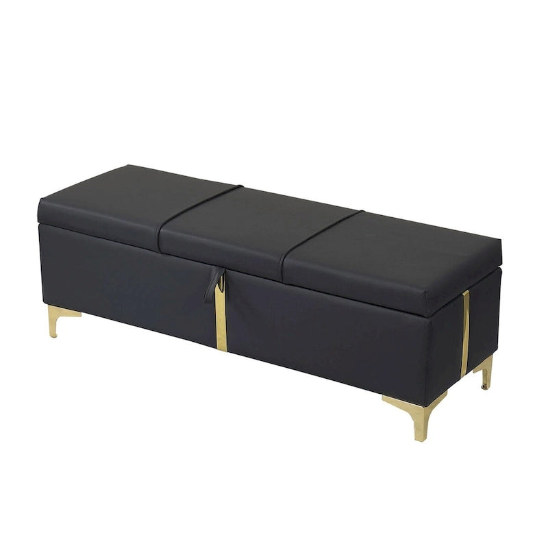 Lit plateforme tapissé avec pouf de rangement