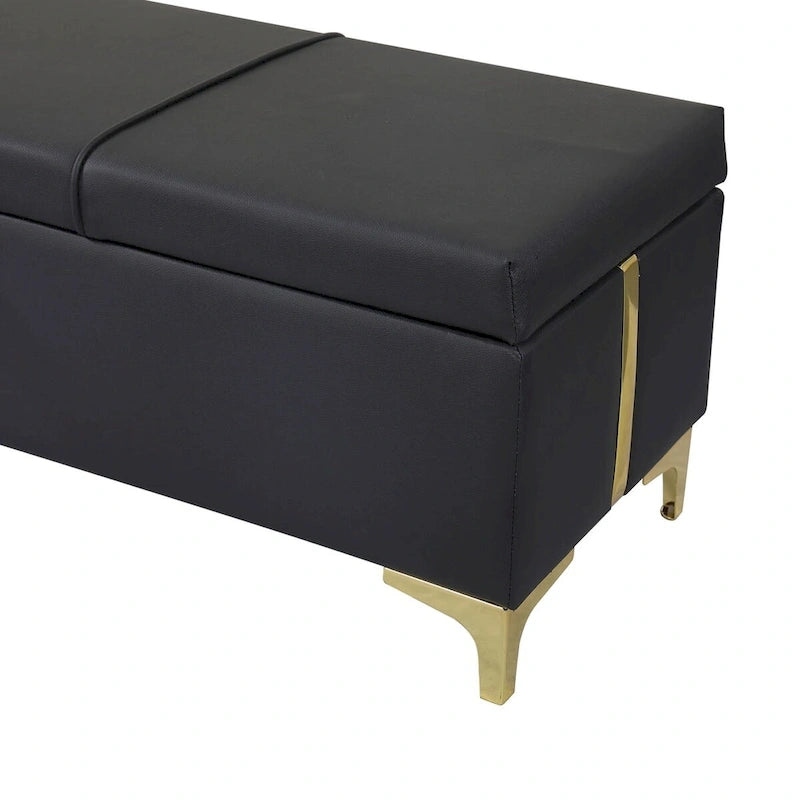 Lit plateforme tapissé avec pouf de rangement