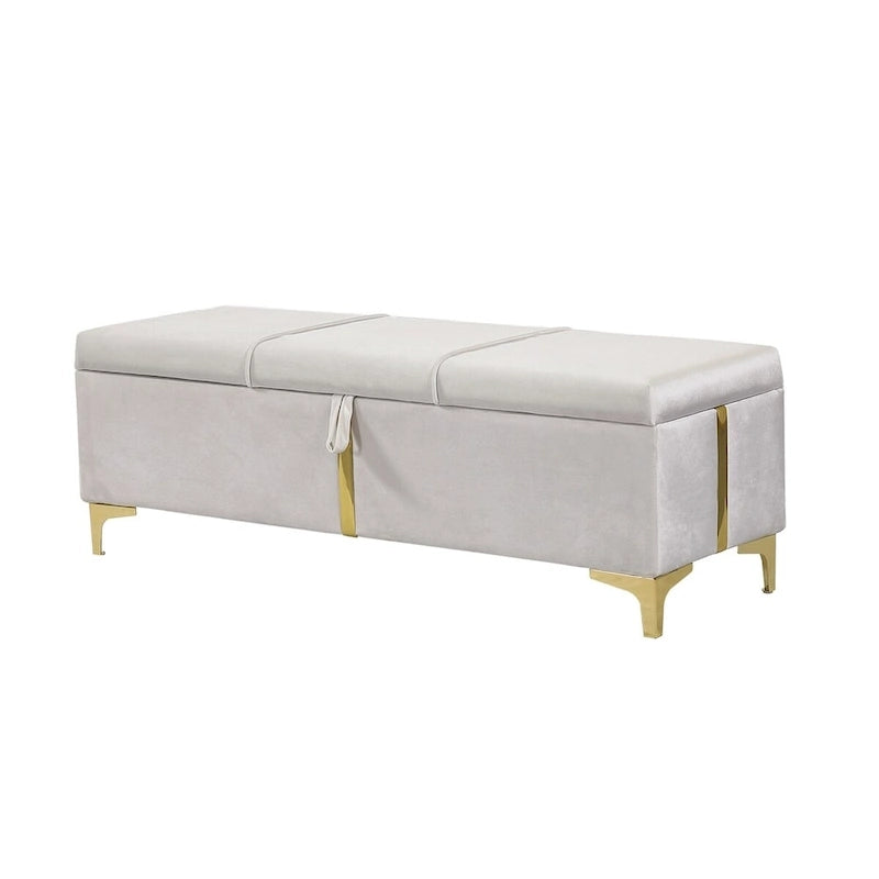 Lit plateforme tapissé avec pouf de rangement