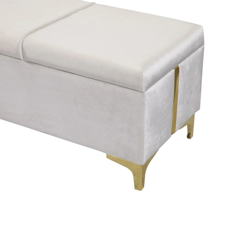 Lit plateforme tapissé avec pouf de rangement