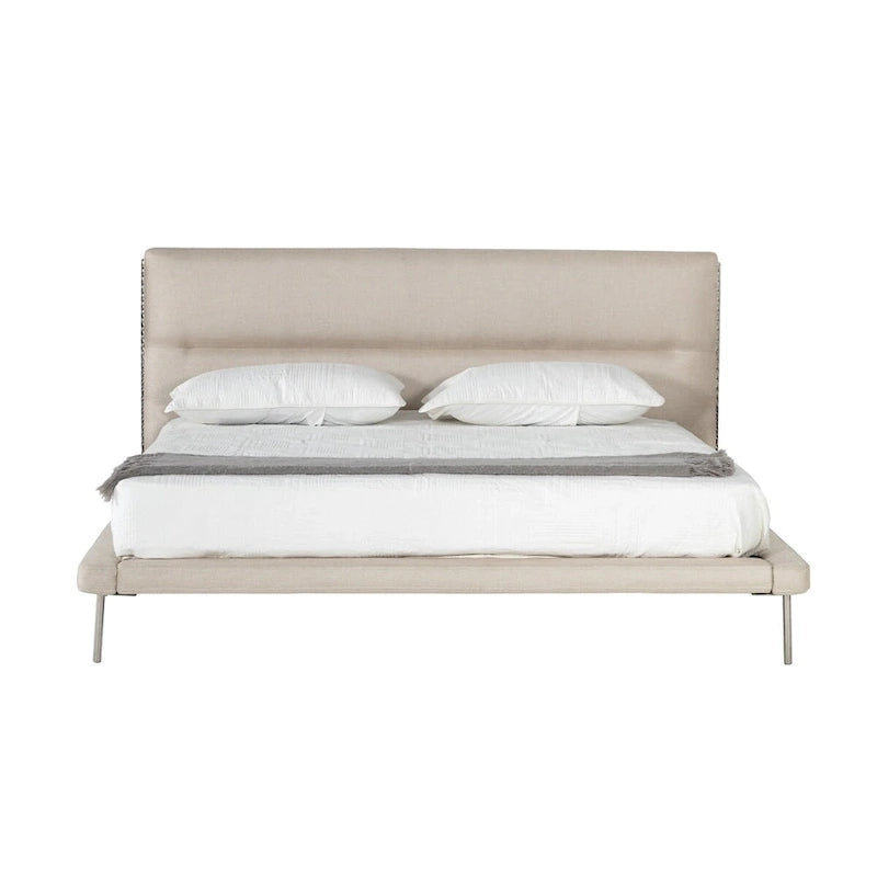 Lit en tissu tissé beige moderne
