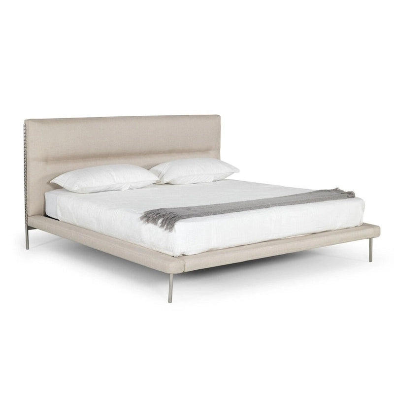 Lit en tissu tissé beige moderne