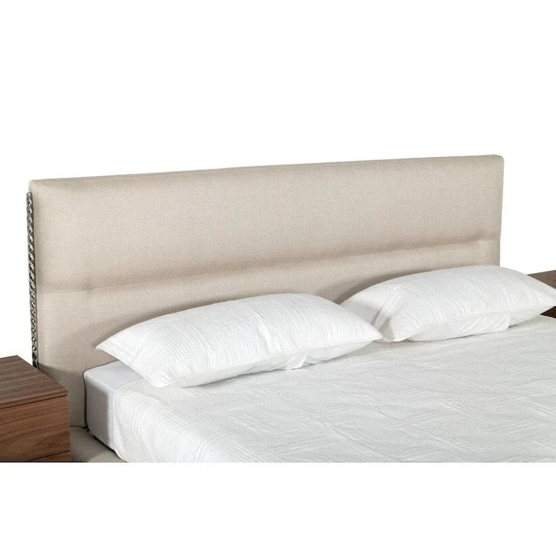 Lit en tissu tissé beige moderne
