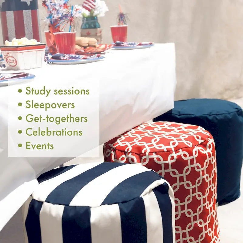Pouf rayé intérieur/extérieur