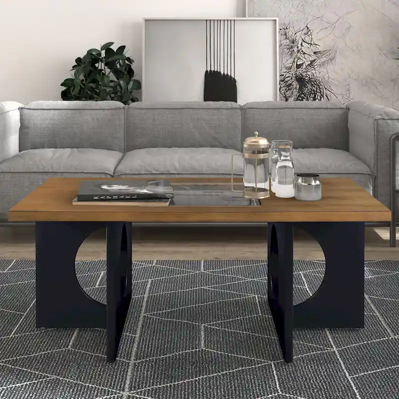 Table basse rectangulaire en bois de style moderne