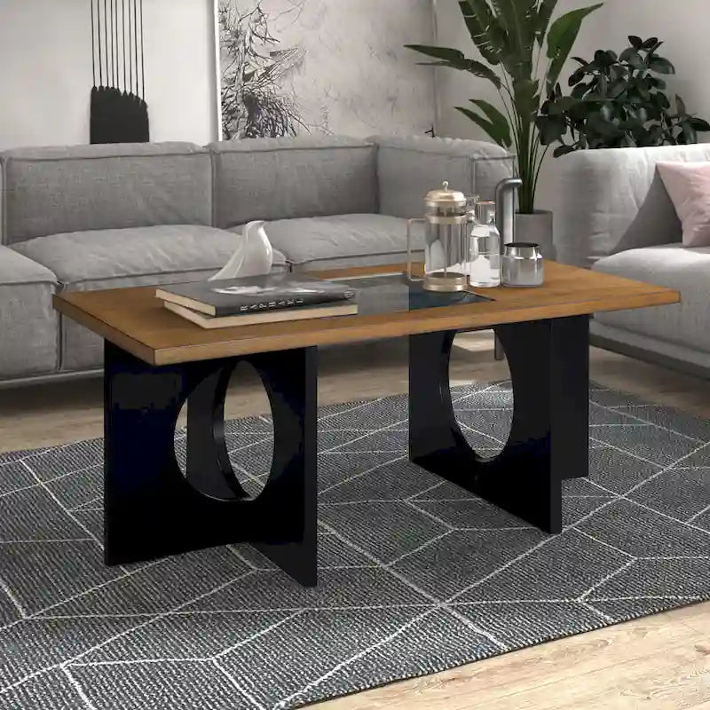 Table basse rectangulaire en bois de style moderne
