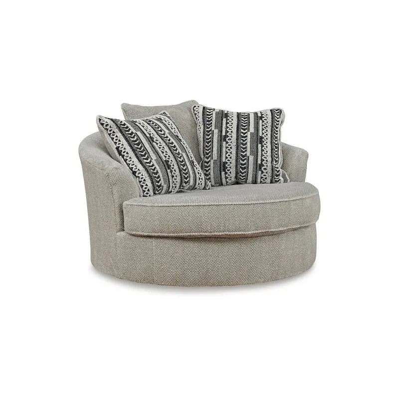 Fauteuil pivotant oversize marron/gris