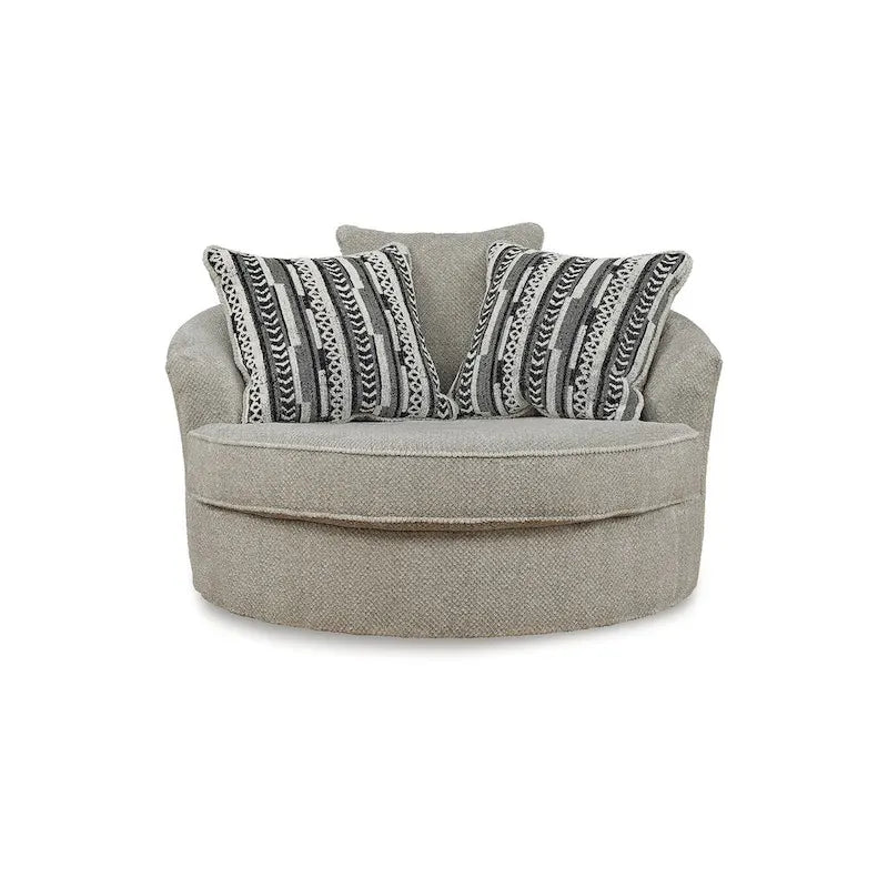 Fauteuil pivotant oversize marron/gris