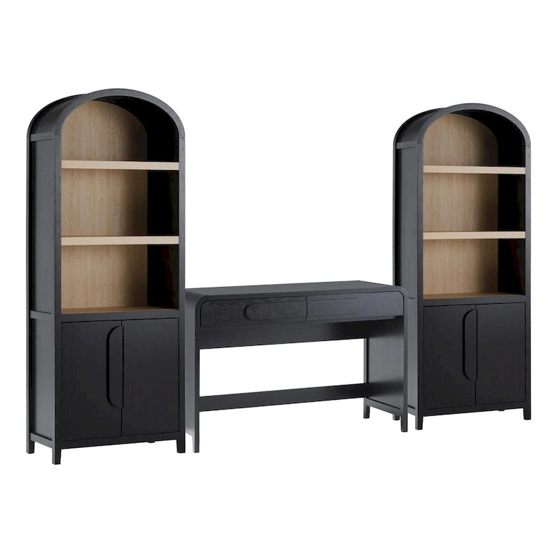 Ensemble 3 pièces de bureau avec 2 bibliothèques à casiers