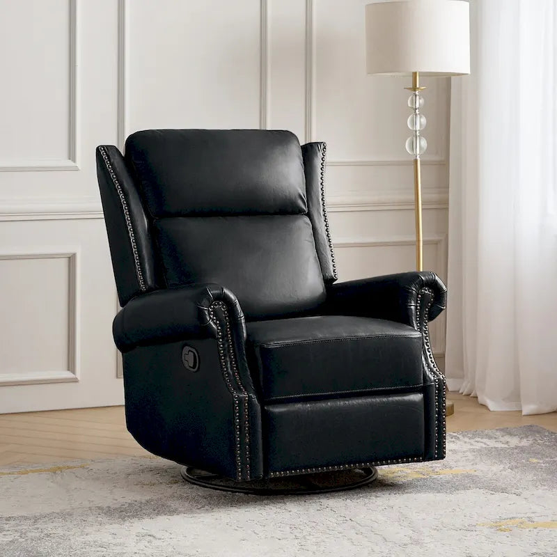 Fauteuil inclinable pivotant et coulissant en cuir véritable