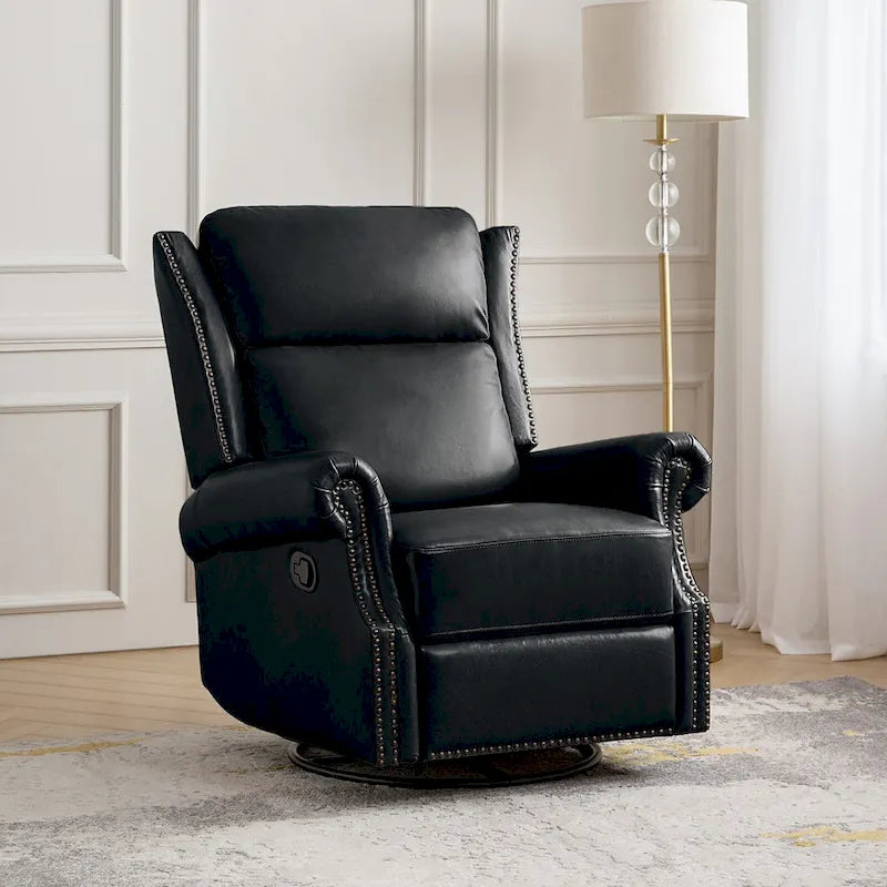 Fauteuil inclinable pivotant et coulissant en cuir véritable