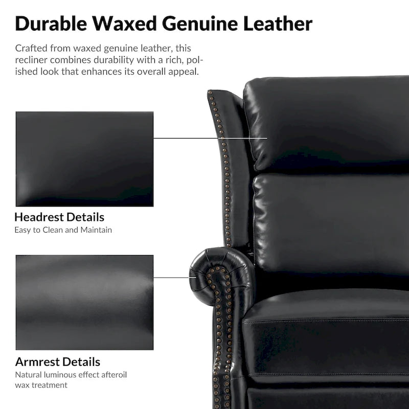 Fauteuil inclinable pivotant et coulissant en cuir véritable