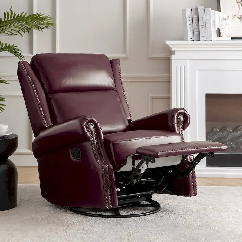 Fauteuil inclinable pivotant et coulissant en cuir véritable