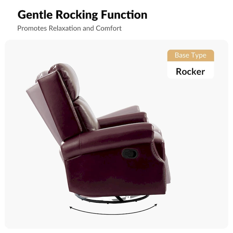 Fauteuil inclinable pivotant et coulissant en cuir véritable