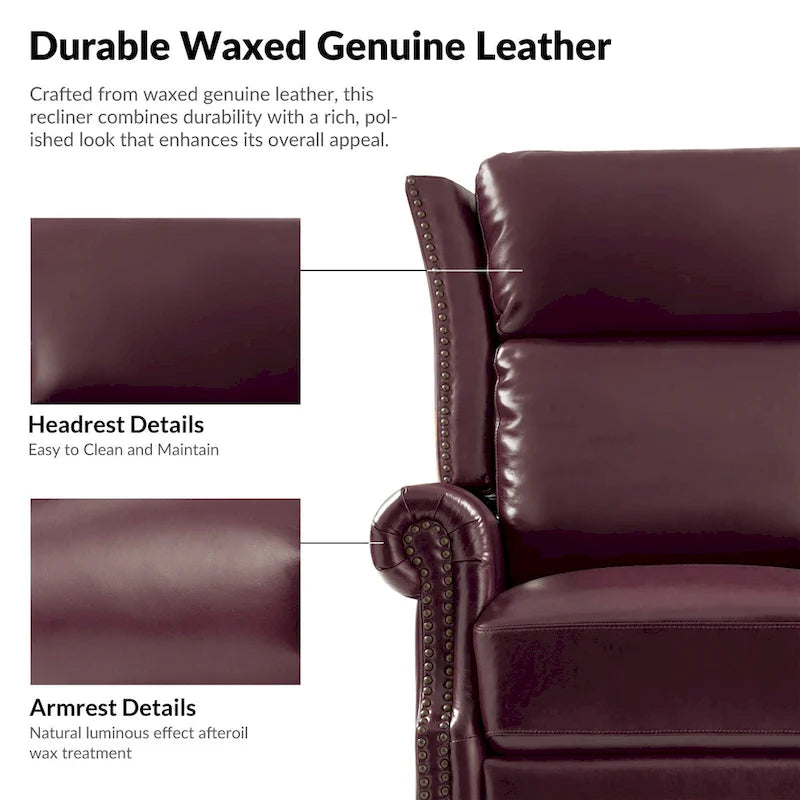 Fauteuil inclinable pivotant et coulissant en cuir véritable
