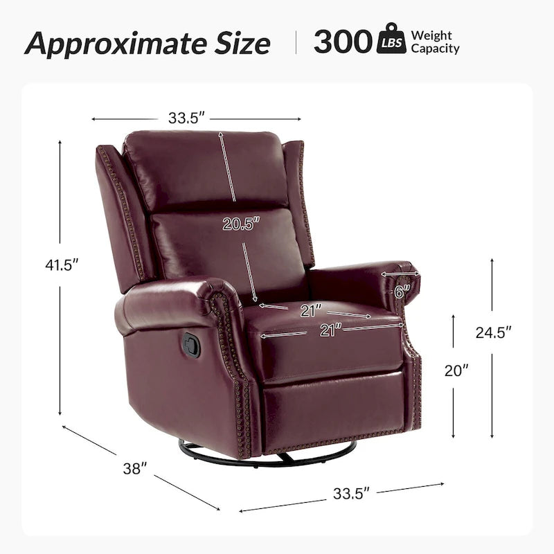 Fauteuil inclinable pivotant et coulissant en cuir véritable
