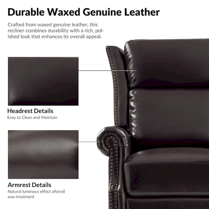 Fauteuil inclinable pivotant et coulissant en cuir véritable