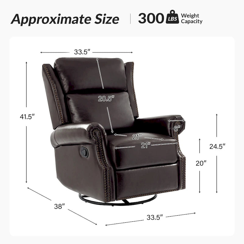 Fauteuil inclinable pivotant et coulissant en cuir véritable