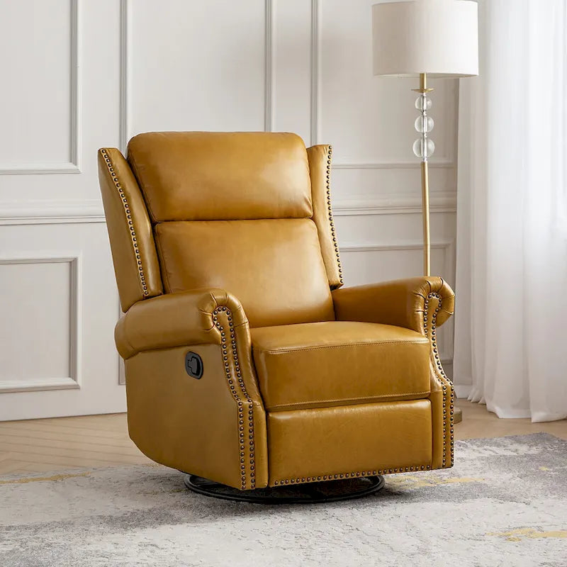 Fauteuil inclinable pivotant et coulissant en cuir véritable