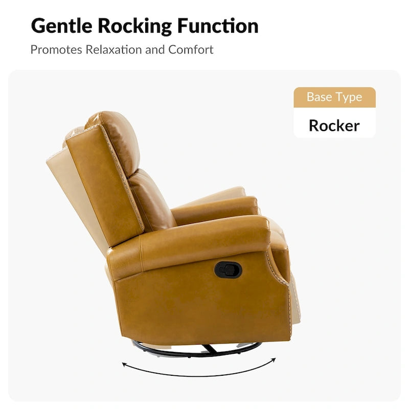 Fauteuil inclinable pivotant et coulissant en cuir véritable