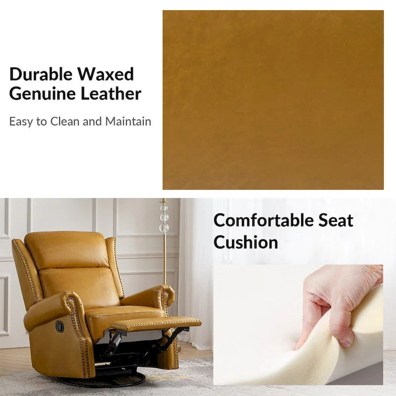 Fauteuil inclinable pivotant et coulissant en cuir véritable