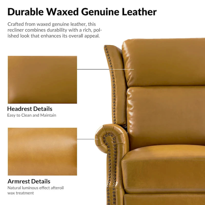Fauteuil inclinable pivotant et coulissant en cuir véritable